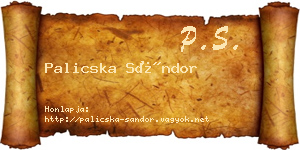 Palicska Sándor névjegykártya